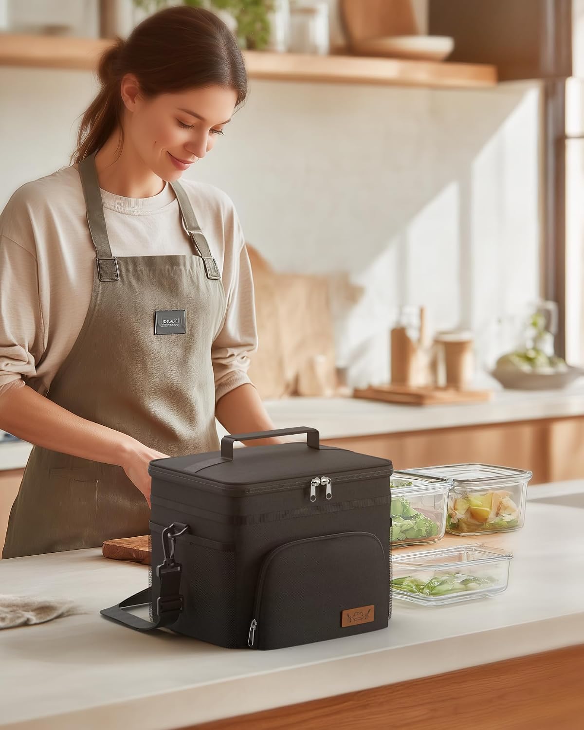 HOTOR Insulated Lunch Box Men Women Leak-Proof Cooler Lunch Bag 9L | 4 Pockets, Adjustable Strap, Ideal for Work, Picnic, Travel, Camping, Gift, Black - Image 8