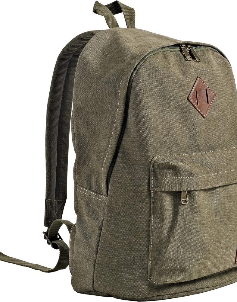 Durable Canvas College Rucksack Laptop Excursion Backpack Travel Notebook School Backpack Bookbag For Men Women Military Green Factory Directly