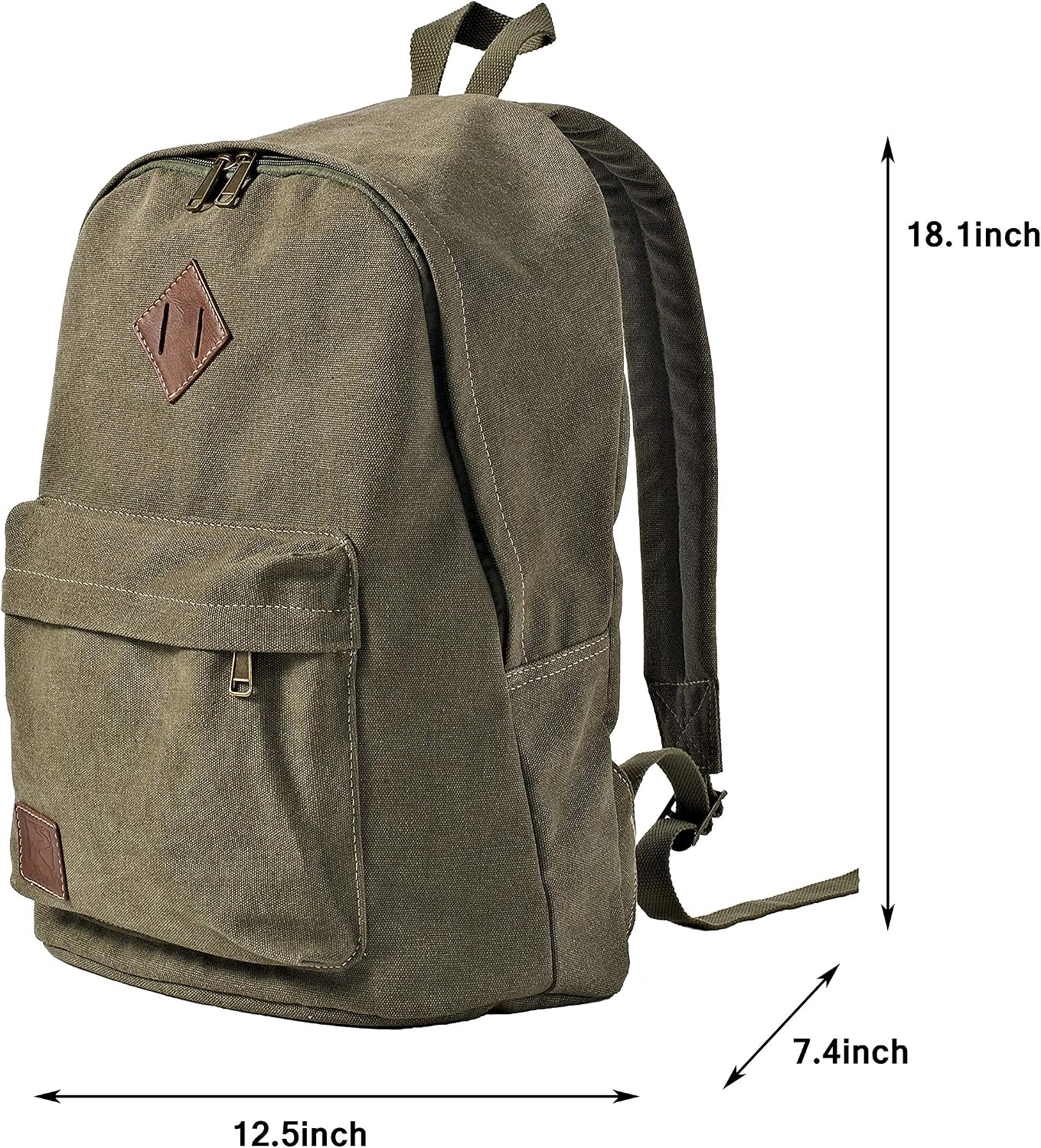 Durable Canvas College Rucksack Laptop Excursion Backpack Travel Notebook School Backpack Bookbag For Men Women Military Green Factory Directly - Image 2