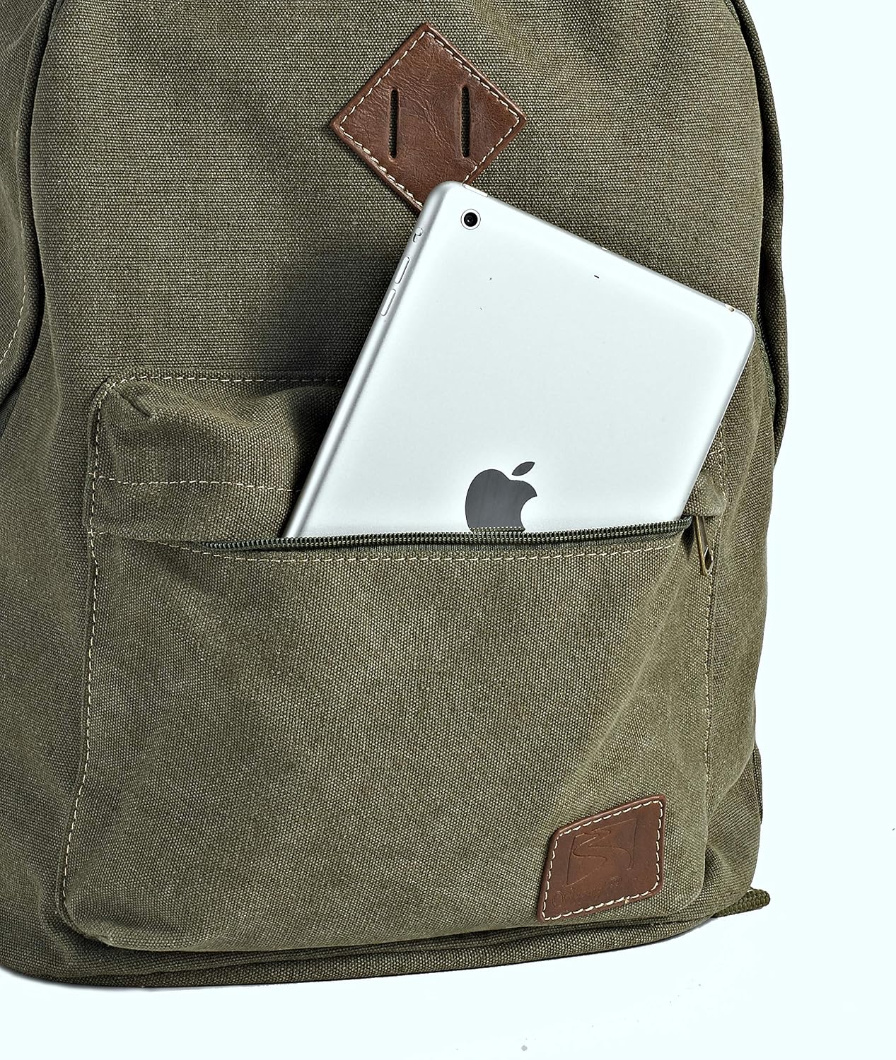 Durable Canvas College Rucksack Laptop Excursion Backpack Travel Notebook School Backpack Bookbag For Men Women Military Green Factory Directly - Image 6